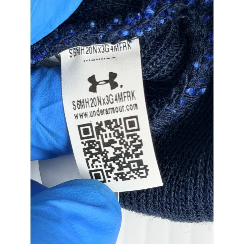 New Under Armour Boys Beanie Hat Gloves Set Navy Blue Camo OSFM